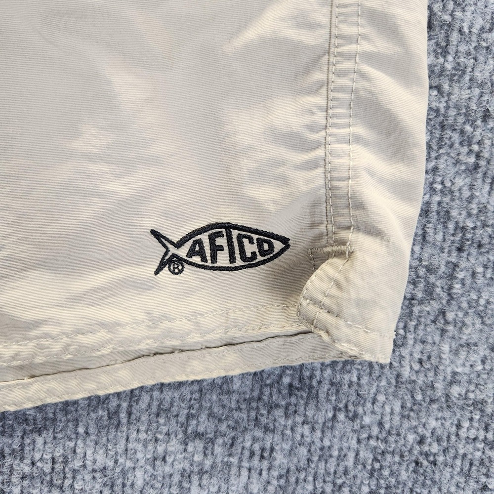 AFTCO Shorts Mens 28 Tan Khaki Nylon Fishing Elastic Waist Drawstring Quick Dry - Picture 2 of 13